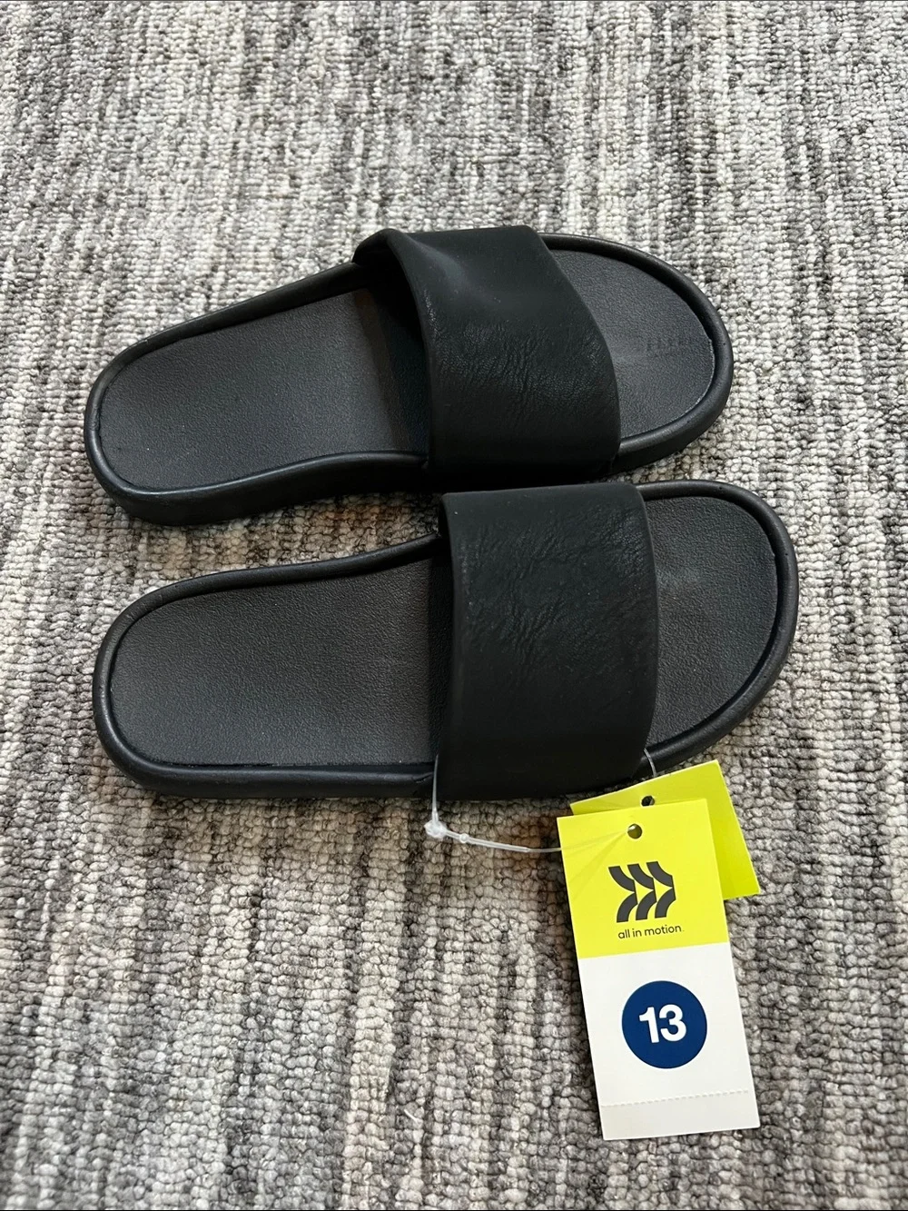 All In Motion - Kids' Black Slip- On Slide Sandals Size 13